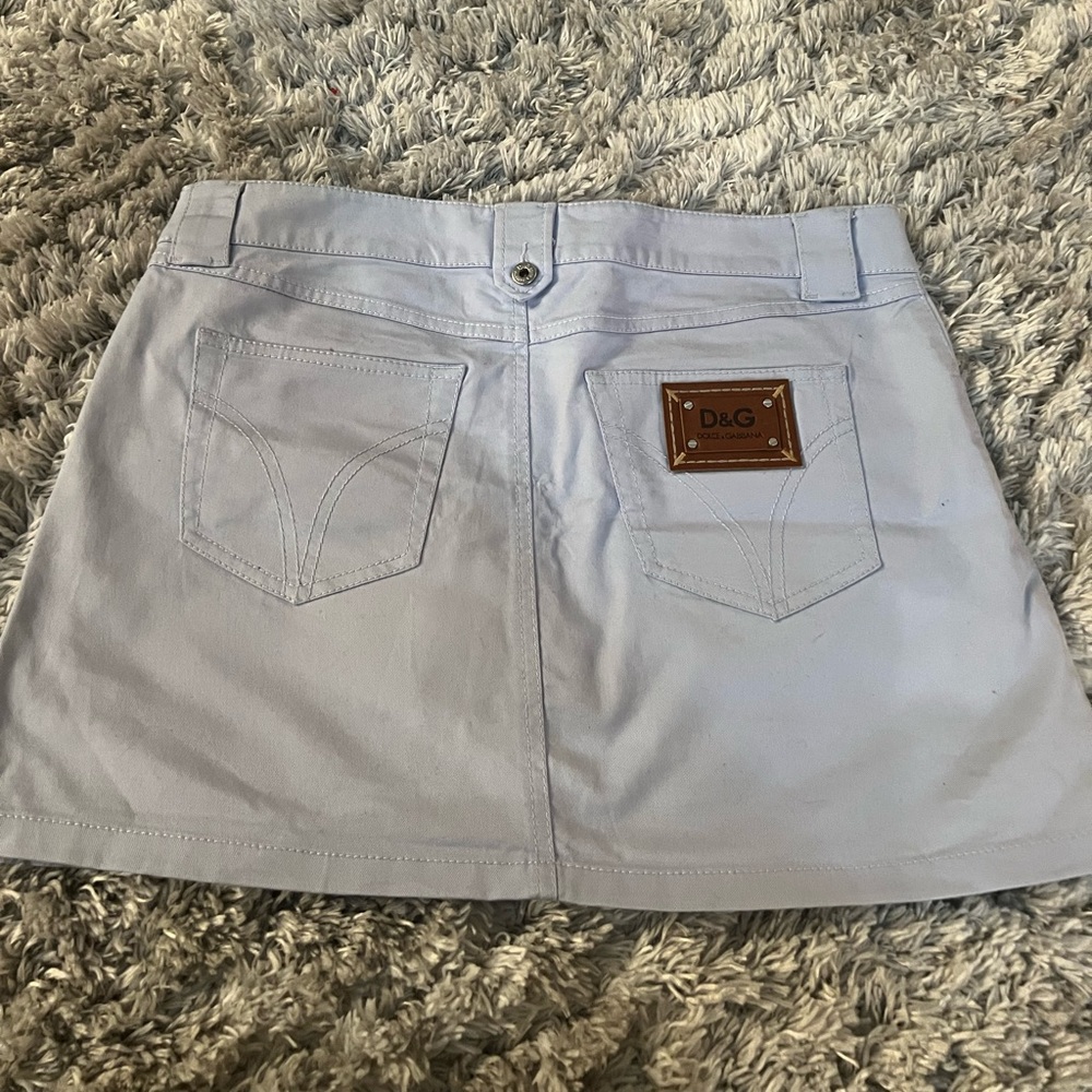 D@G Dolce and Gabbana light blue mini skirt.